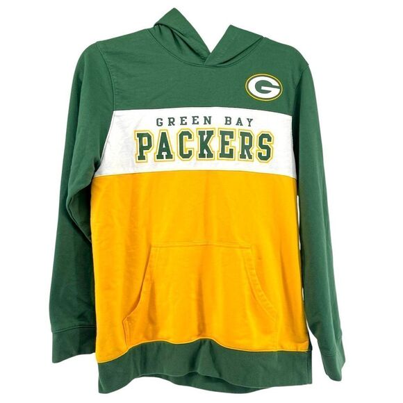 NFL Apparel Youth Green Bay Packers Green Yellow Pullover Hoodie XL 16/18 - Picture 13 of 13